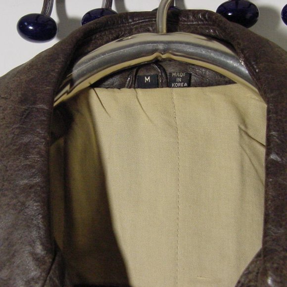 Vtg 80's Peter England Distress Brown Leather Bomber Jacket Sz M - Picture 4 of 11